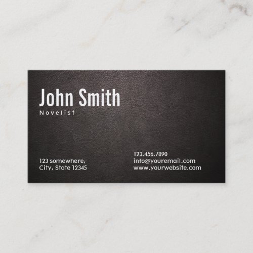 Stylish Dark Leather Novelist Business Card