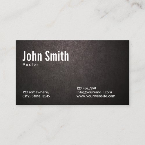 Stylish Dark Leather Pastor Business Card