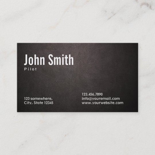Stylish Dark Leather Pilot/Aviator Business Card