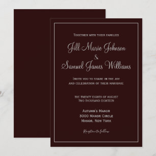 Stylish Dark Plum and Gray Wedding Invitation