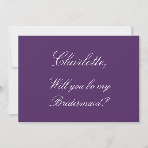 Stylish Dark Purple Bridesmaid Proposal Card