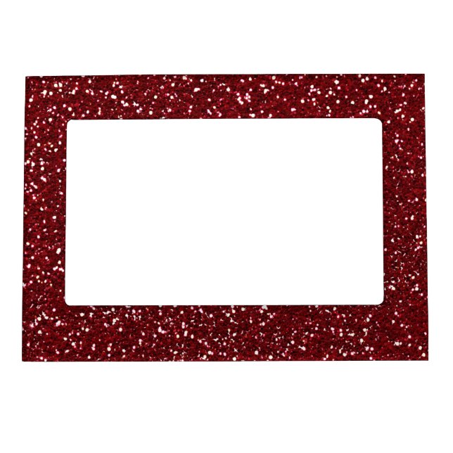 Stylish Dark Red Glitter Magnetic Photo Frame (Front)