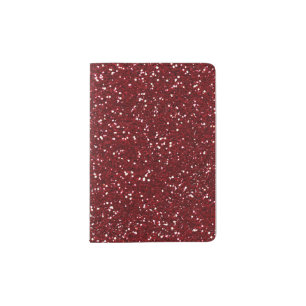 Stylish Dark Red Glitter Passport Holder