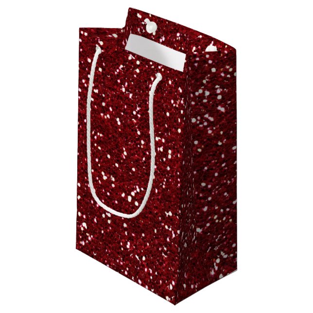 Stylish Dark Red Glitter Small Gift Bag (Front Angled)