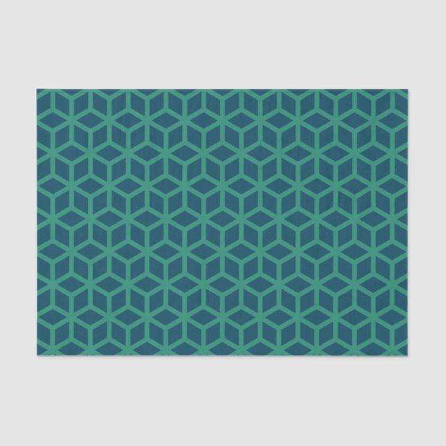 Stylish Dark Teal Geometric Pattern Tissue Paper (Front)
