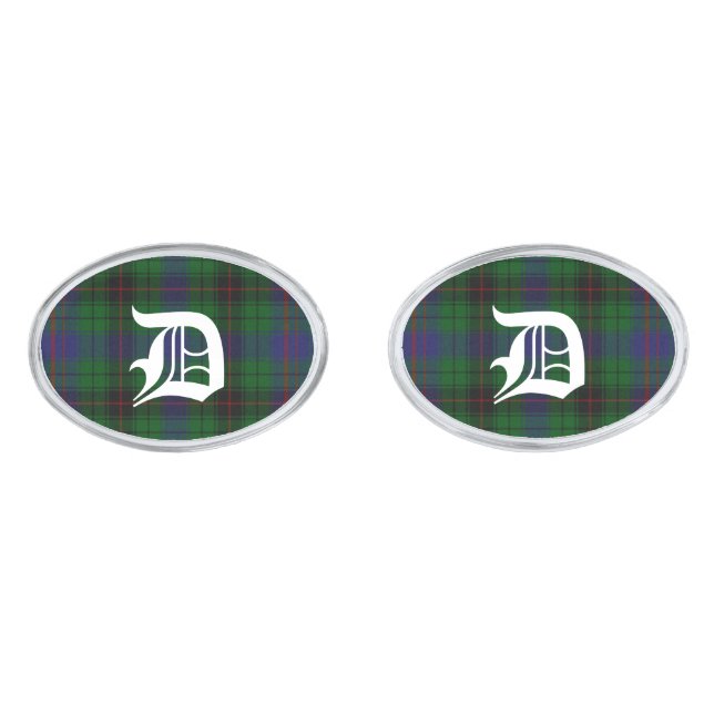Stylish Davidson Plaid Monogram Cuff Links (Front)