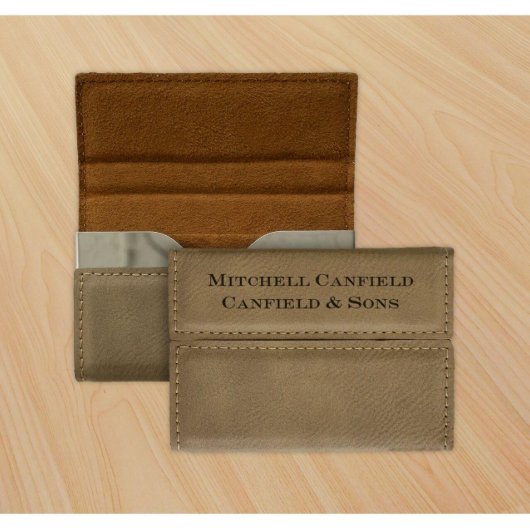 Stylish Debossed Leather Business Card Holder (Front)