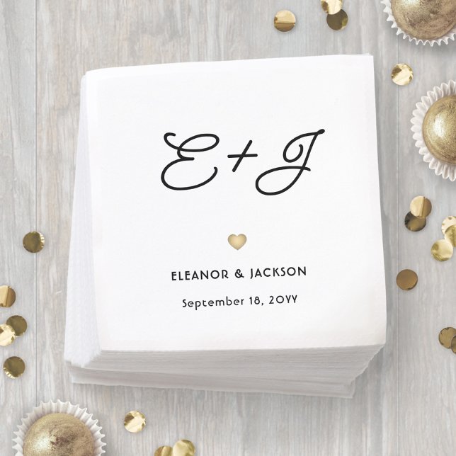 Stylish Deco Typography Script Monogram Wedding Napkins (Creator Uploaded)