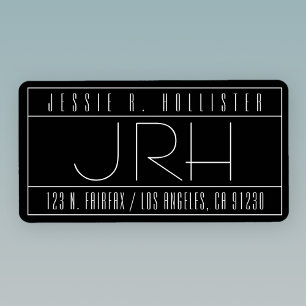 Stylish Deco Vibe Black & White Return Address Label