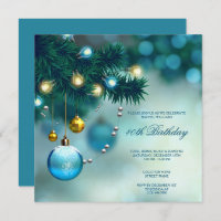 Gold Streamers & Champagne Christmas Invitation