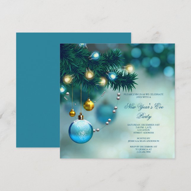 Stylish Decorations Christmas New Year´s Eve Party Invitation (Front/Back)