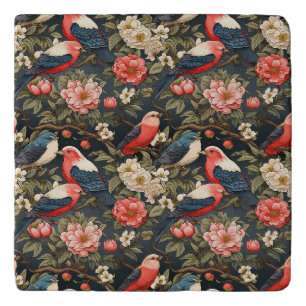 Stylish decorativ Vintage Birds & Flowers Patterns Trivet