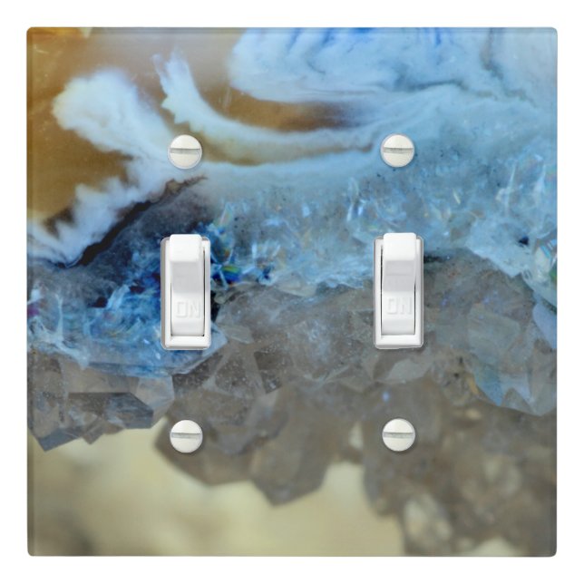 Stylish Decorative Crystal Pattern Blue Amber Gray Light Switch Cover (In Situ)