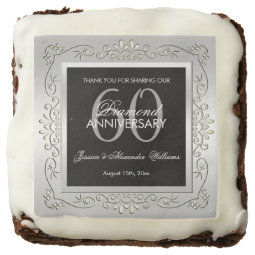 Stylish Decorative Silver 60th Wedding Anniversary Brownie | Zazzle