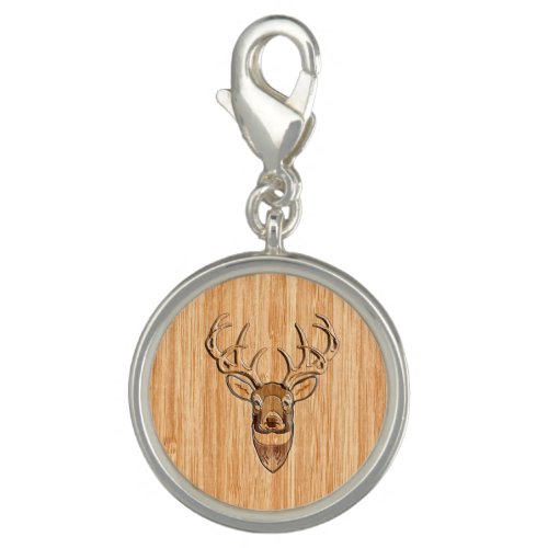 Stylish Deer Head Light Wood Grain Print Charm