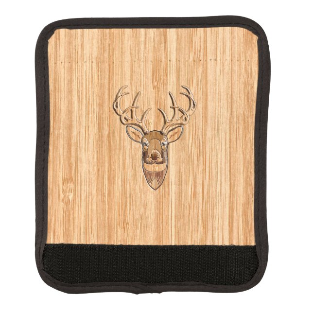 Stylish Deer Head Light Wood Grain Print Luggage Handle Wrap (Front)