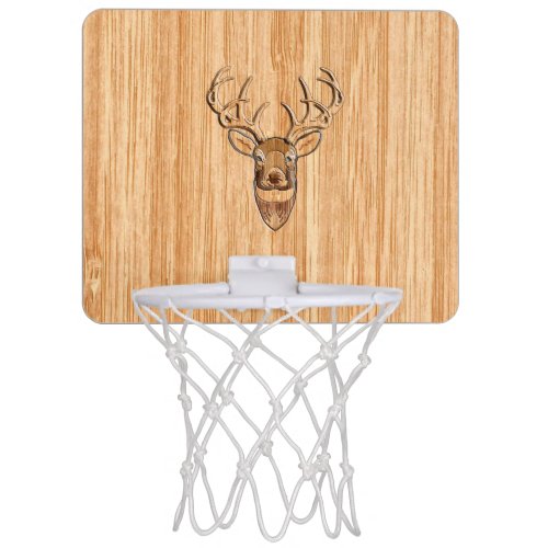 Stylish Deer Head Light Wood Grain Print Mini Basketball Hoop