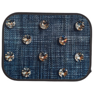 Stylish Denim and Diamond Rear Floor Mats