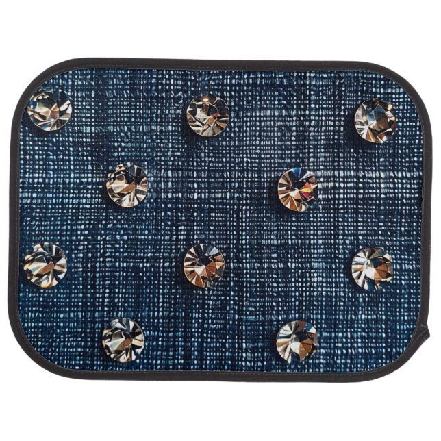 Stylish Denim and Diamond Rear Floor Mats (Rear)