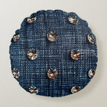 Stylish Denim and Diamond Round Throw Pillow<br><div class="desc">Stylish Denim and Diamond Round Throw Pillow</div>