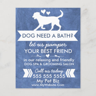 Stylish Denim Blue Dog Grooming Salon Flyer
