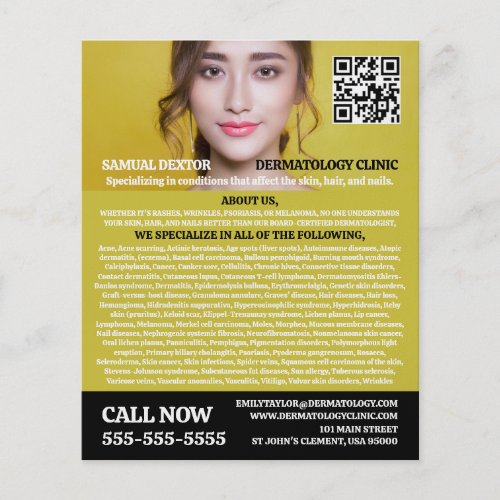 Stylish Dermatologist Dermatology Clinic QR Code Flyer