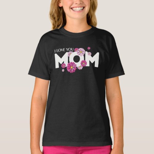 Stylish Design I Love Mom Text for Mothers day T_Shirt