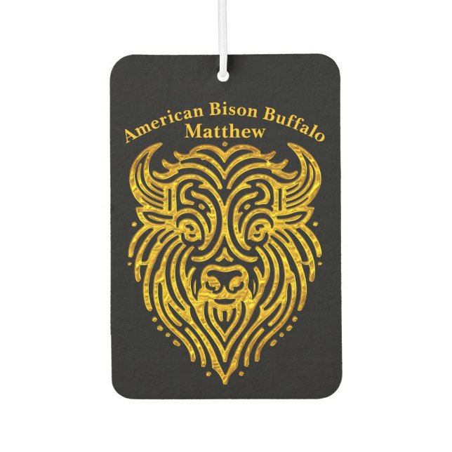Stylish Design of a Gold Bison Buffalo Head Air Freshener (Front)