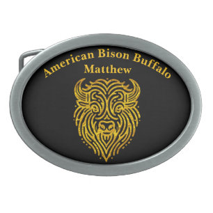 Stylish Design of a Gold Bison Buffalo Head Belt Buckle