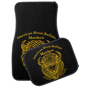 Stylish Design of a Gold Bison Buffalo Head Car Floor Mat