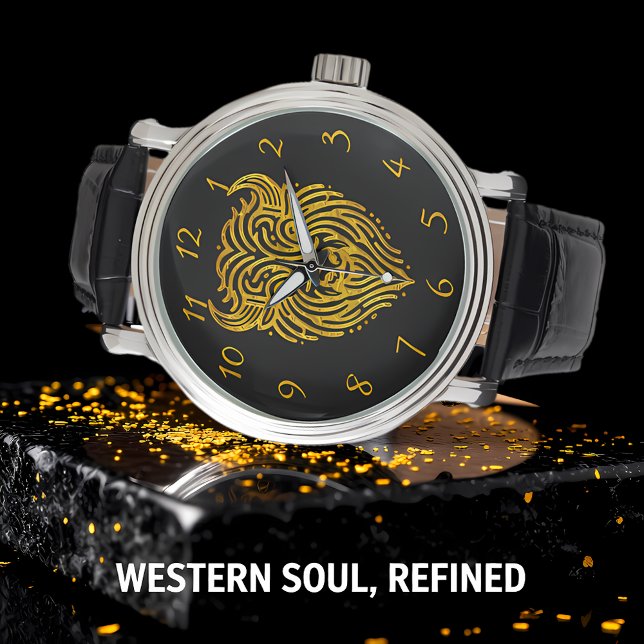 Stylish Design of a Gold Bison Buffalo Head Watch (Creator Uploaded)
