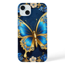 Stylish Design of Golden Butterfly and Blue