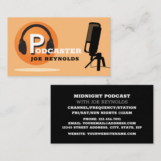 Stylish Design, Podcaster, Podcast Business Card (Front/Back)