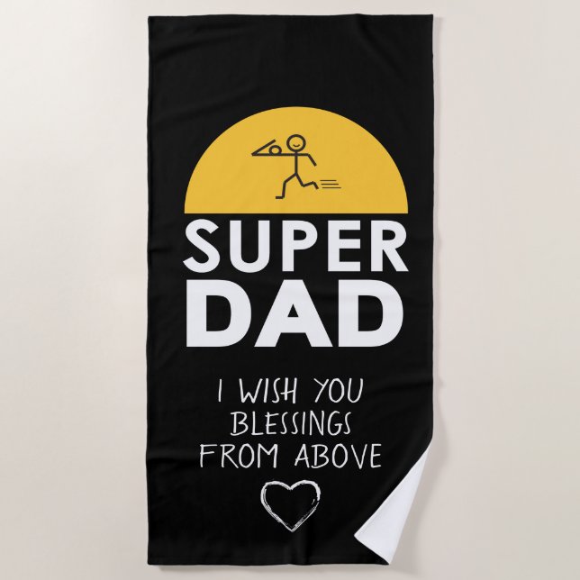 Stylish Design "SUPER DAD" Personalized Wishes Beach Towel (Front)