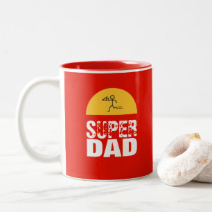 Stylish Design "SUPER DAD" Personalized Wishes Two-Tone Coffee Mug