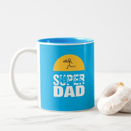 Stylish Design SUPER DAD Personalized Wishes Two_Tone Coffee Mug