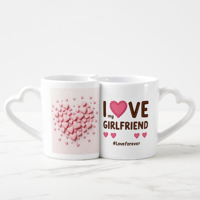 Stylish design with loving hearts  coffee mug set (Back Nesting)