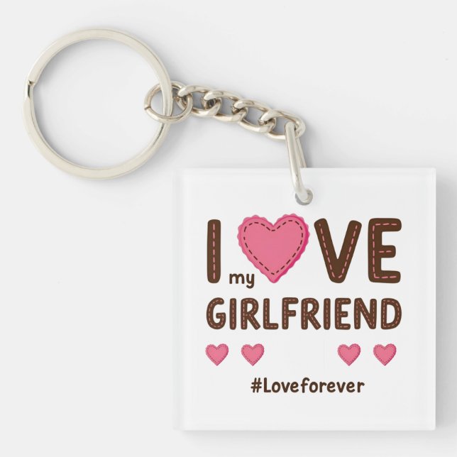 Stylish design with loving hearts  keychain (Front)