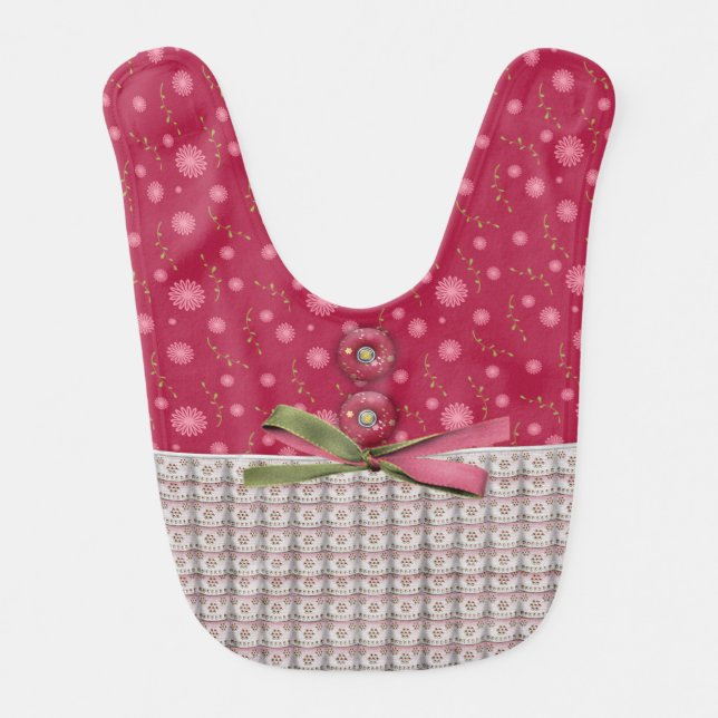 Stylish Designer False Frill and Button, Baby Bib (Front)