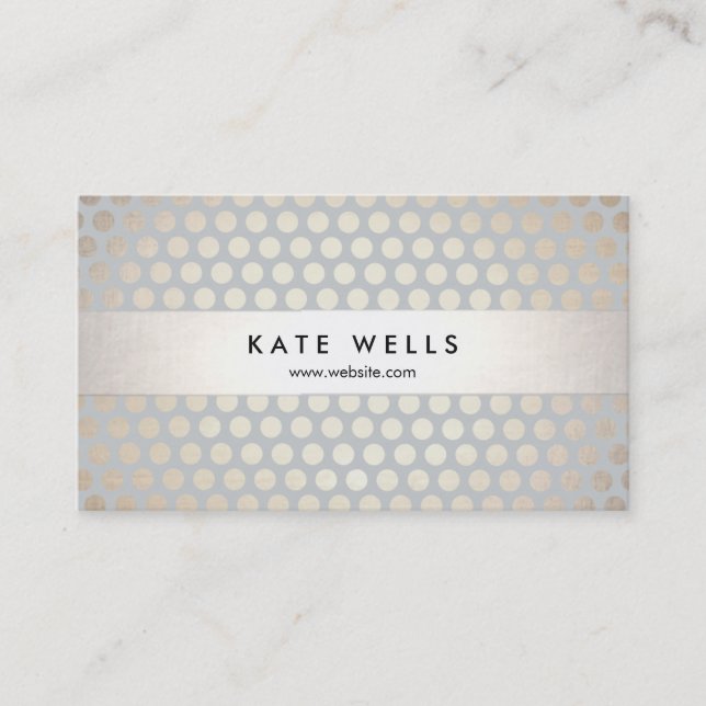 Stylish Designer Gold and Gray Circle Pattern Business Card (Front)