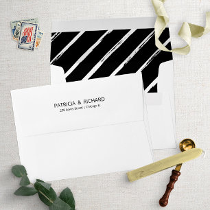 Stylish Diagonal Lines Pattern Wedding Invitation Envelope