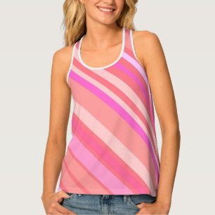 Stylish Diagonal Pink Stripes Tank Top
