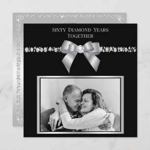 Stylish Diamond 60th Wedding Anniversary Photo Invitation