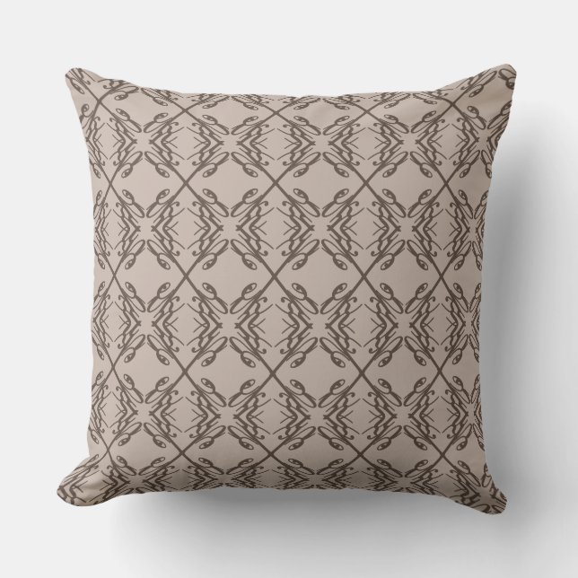 Stylish Diamond Pattern in Coffee Brown & Beige Throw Pillow (Front)