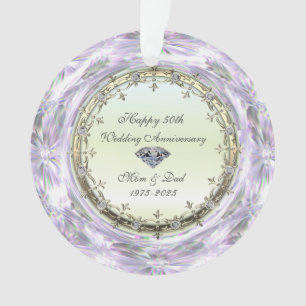 Stylish Diamonds 50th Wedding Anniversary Ornament