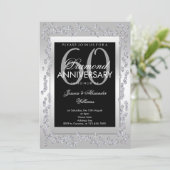 Stylish Diamonds Silver 60th Wedding Anniversary Invitation (Standing Front)