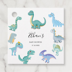 Stylish Dinosaur Baby Shower White Favor Tags