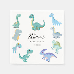 Stylish Dinosaur Baby Shower White Napkins