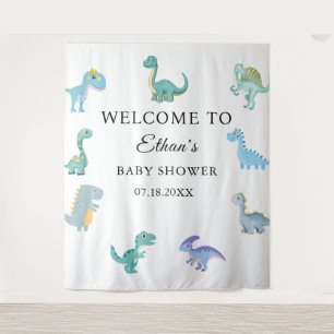 Stylish Dinosaur Baby Shower White Tapestry