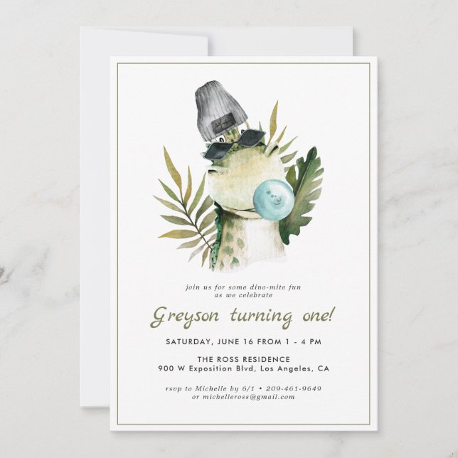 Stylish Dinosaur | Birthday Party Invitation (Front)